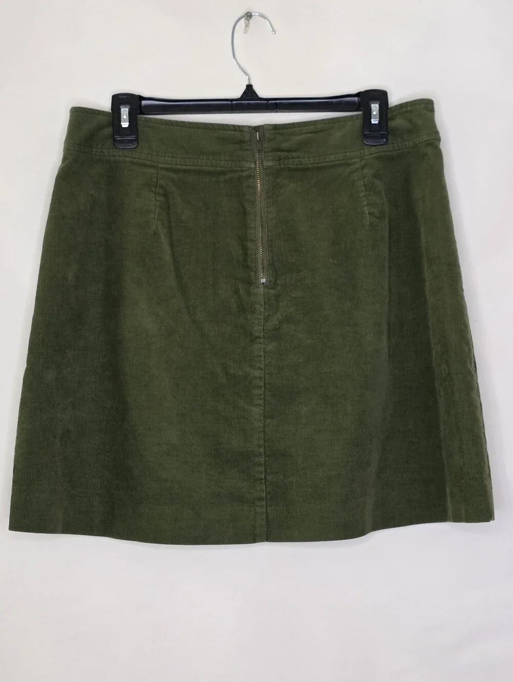 J. Crew Corduroy Mini Skirt Size 10 Green‎ Cotton Back Zipper Academia Festival